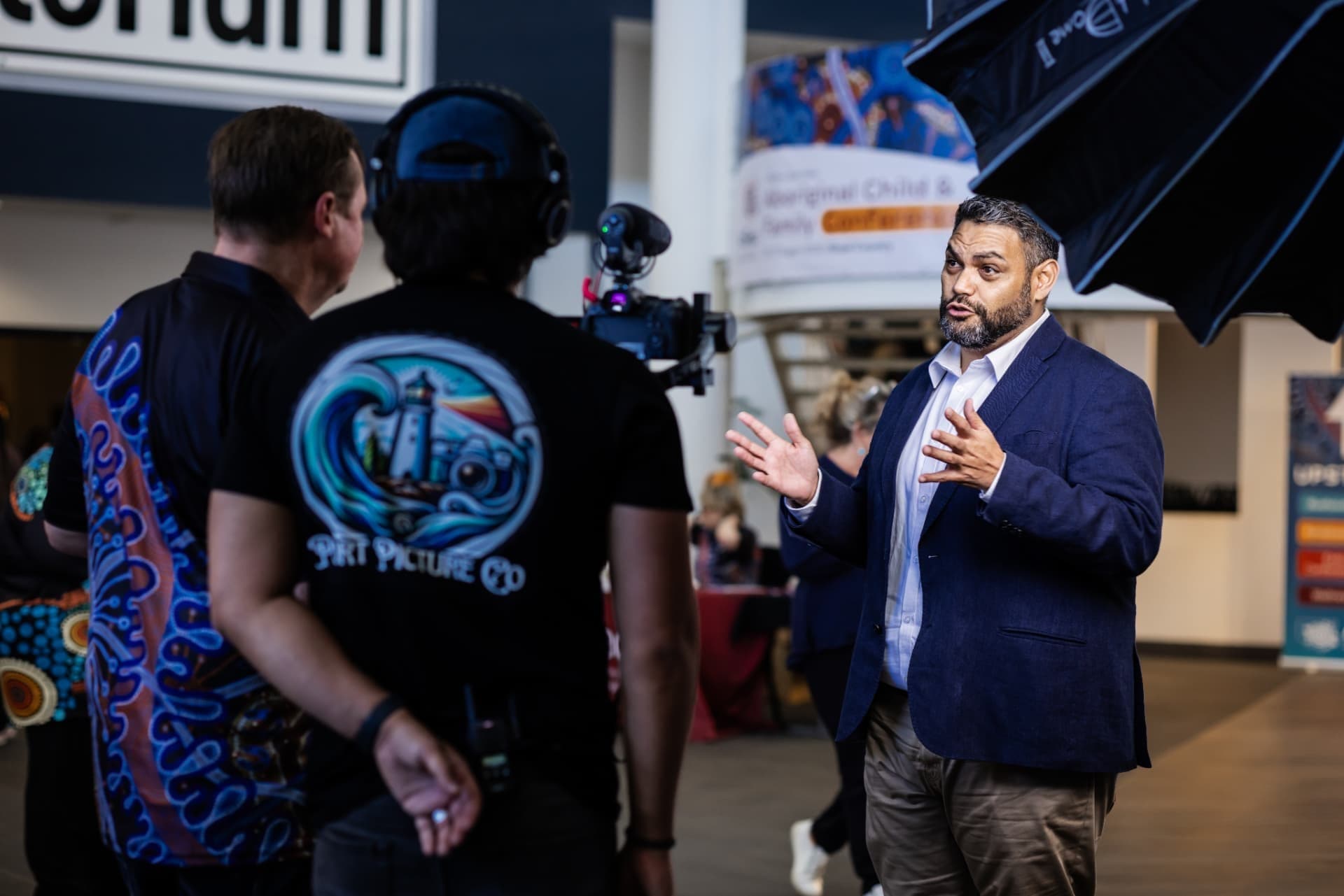 Interview being filmed at an event