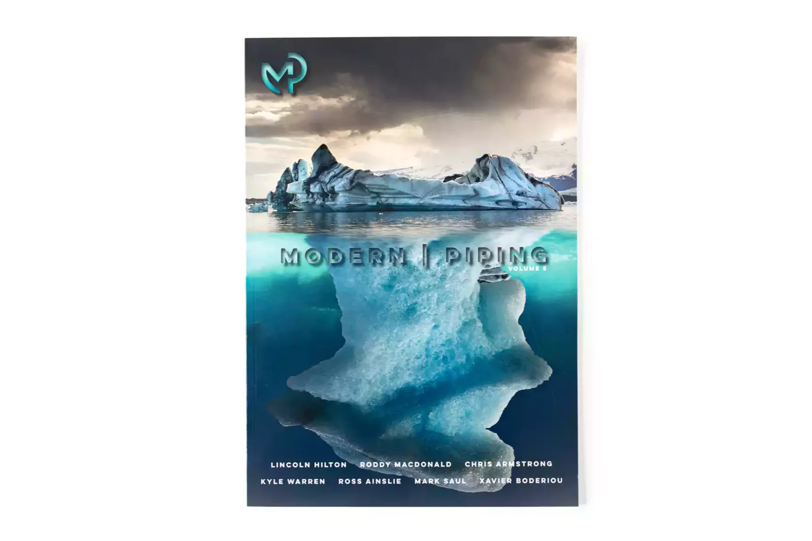 Magazine cover featuring an iceberg, shot on white